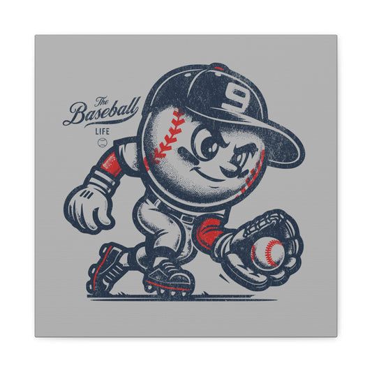Mr. Baseball Mascot Fielding Wall Art Canvas