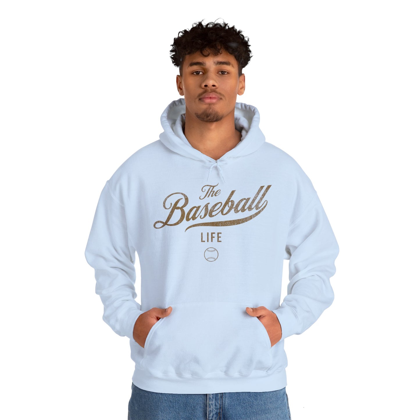 The Baseball Life Hoodie_Old Gold Print