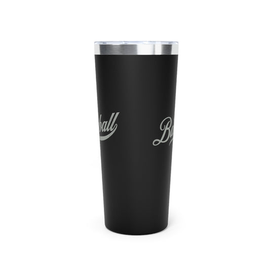 The Baseball Life 22oz Insulated Travel Tumbler_Black w Silver Gray Print