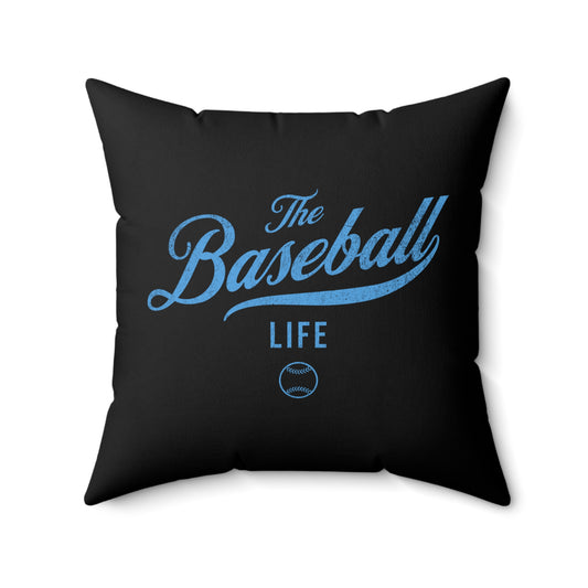 The Baseball Life Accent Pillow_Black w Carolina Blue Print