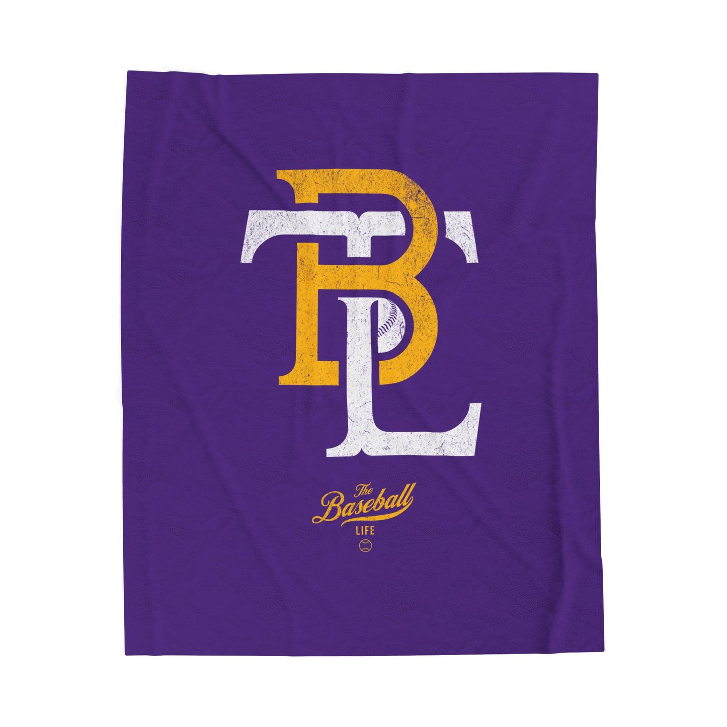Velveteen Plush Blanket_The Baseball Life Retro Insignia_Purple