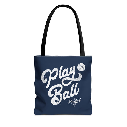 Play Ball Script Tote Bag_Navy