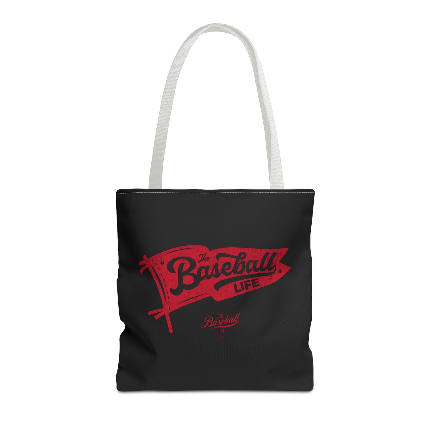 Vintage Pennant Tote Bag_Red Print on Black