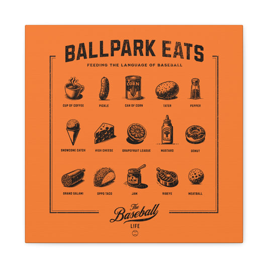 Ballpark Eats_Feeding the Language of Baseball Wall Art Canvas_Orange