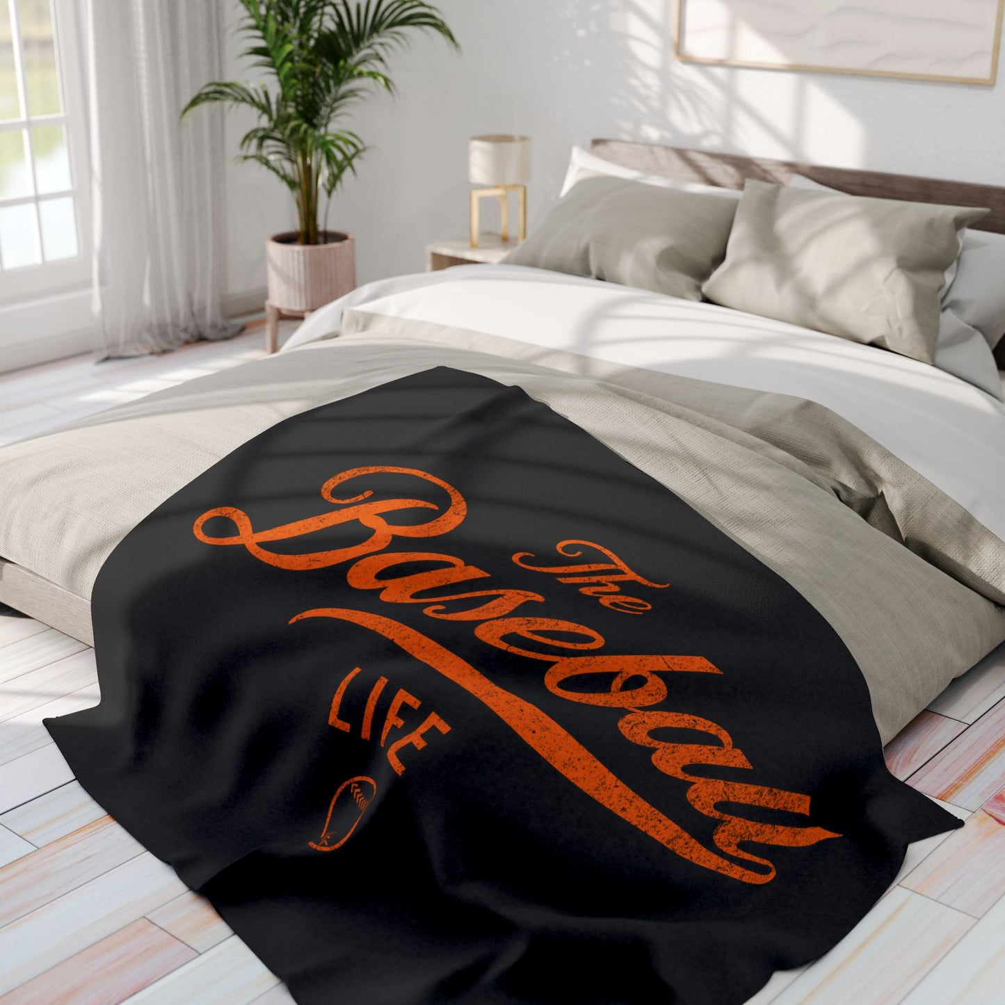 Fleece Blanket_Black w Orange Print