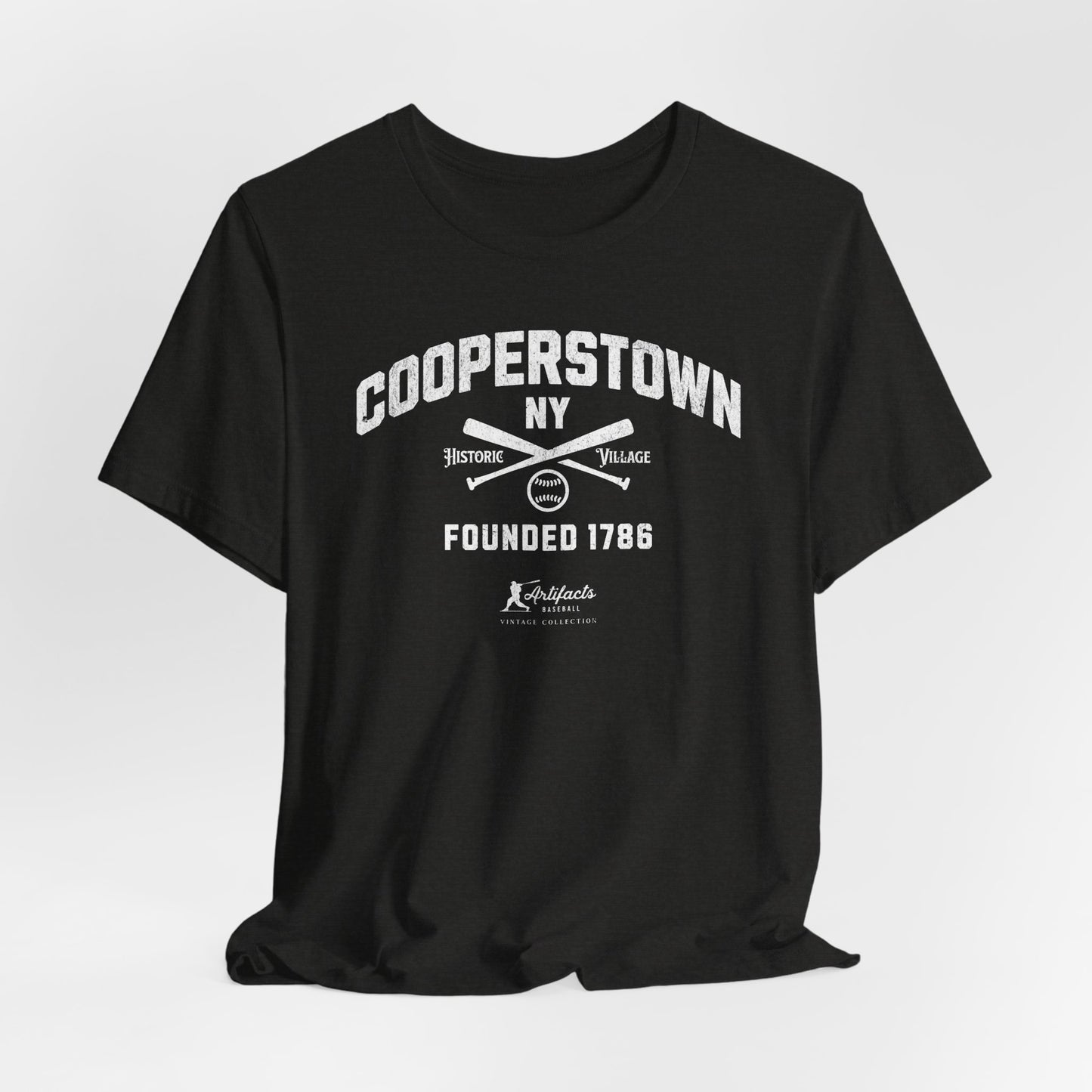 Cooperstown NY White Print_Artifacts Baseball Collection T-Shirt