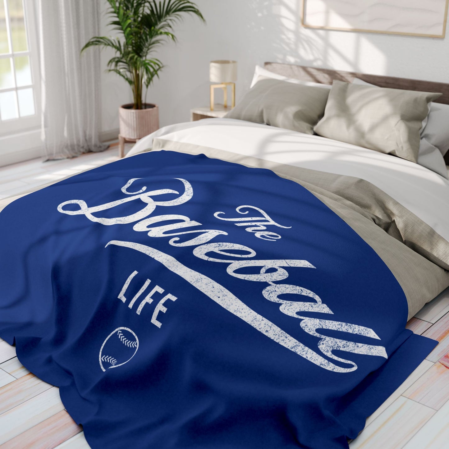 Fleece Blanket_Royal Blue w White Print