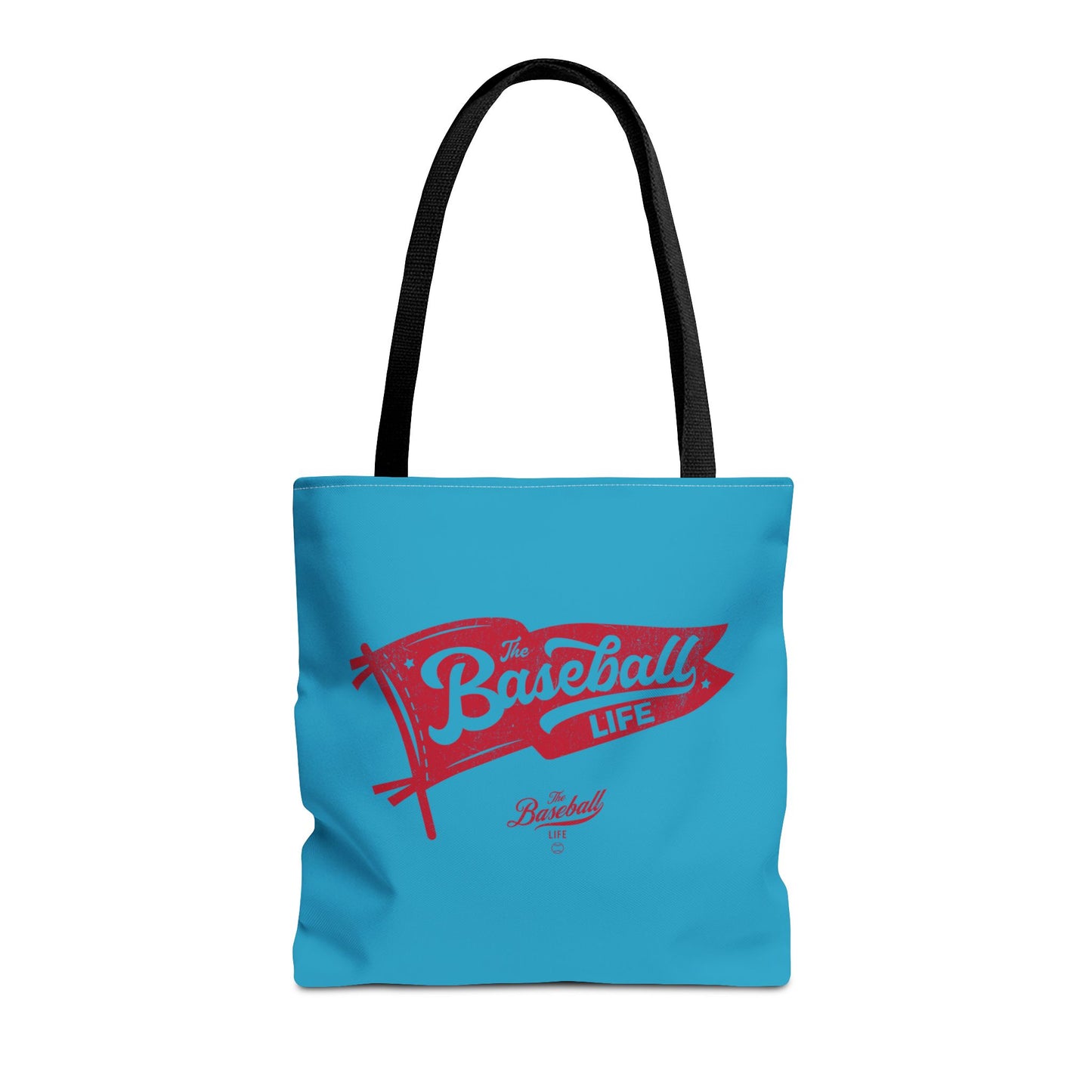 Vintage Pennant Tote Bag_Red Print on Turquoise