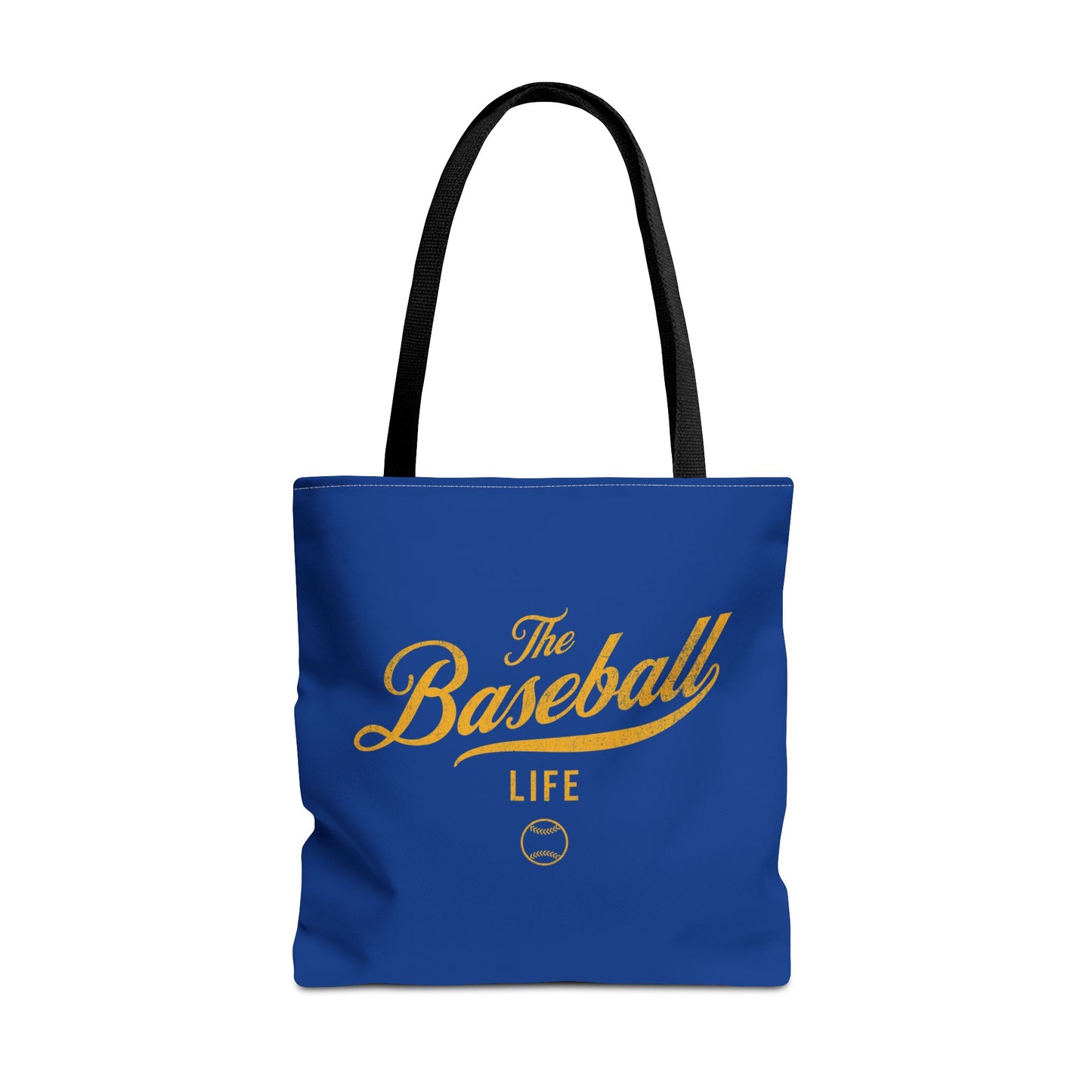 The Baseball Life Tote Bag_Royal Blue w Yellow Gold Print