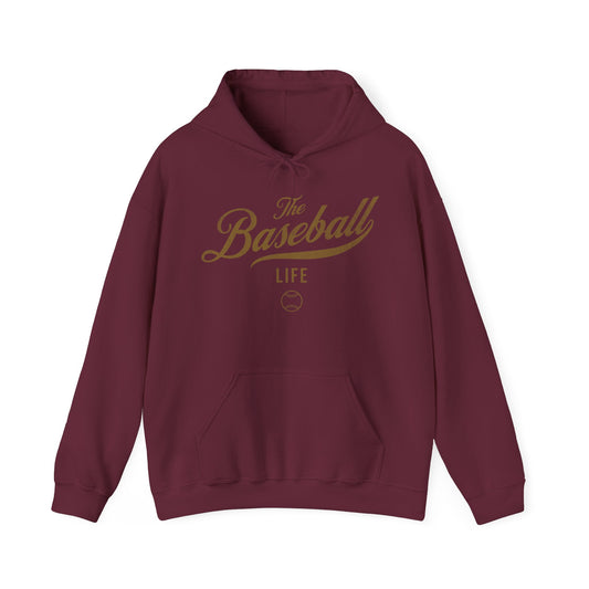 The Baseball Life Hoodie_Old Gold Print
