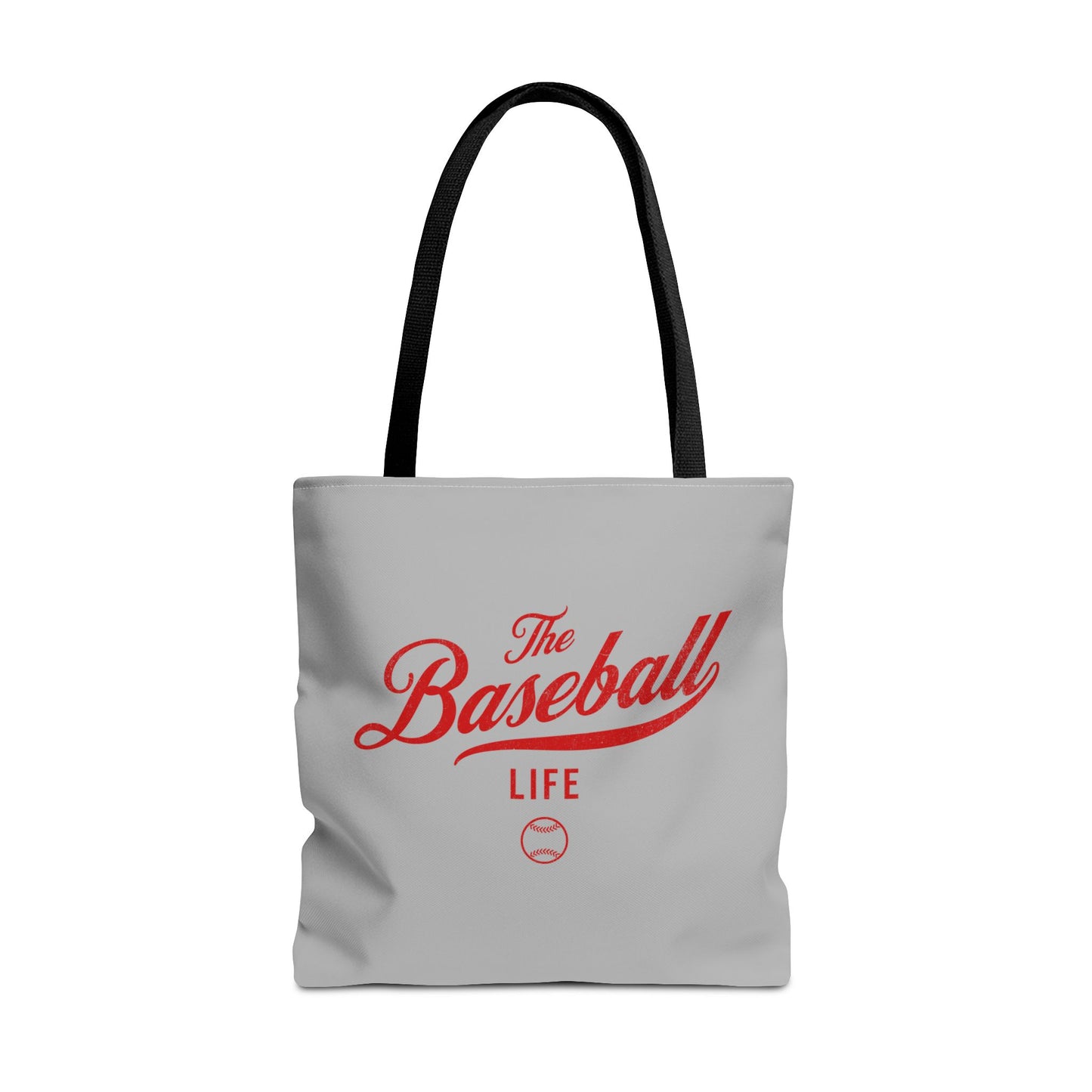 The Baseball Life Tote Bag_Gray w Red Print