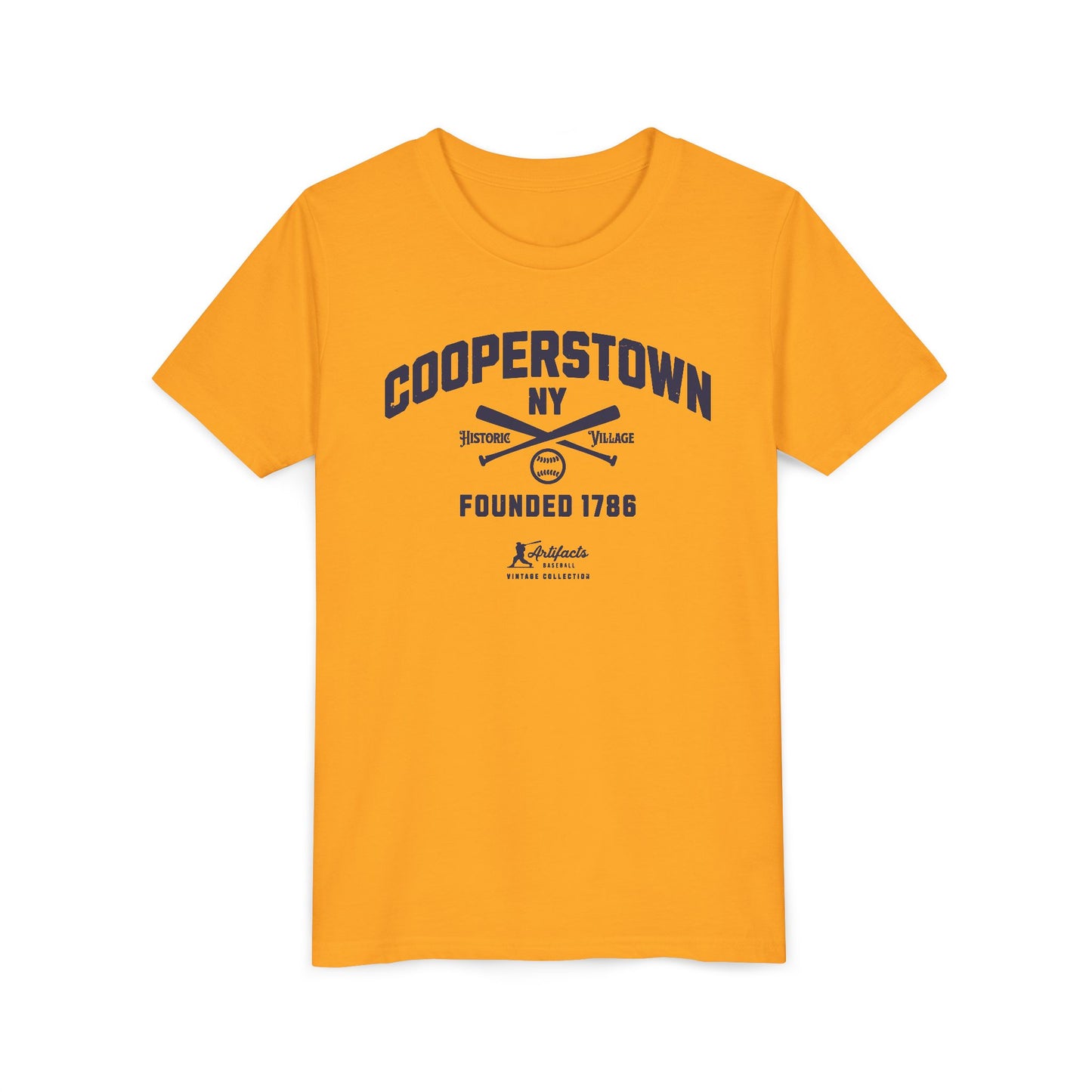 Youth Cooperstown NY Navy Print_Artifacts Baseball Collection T-Shirt