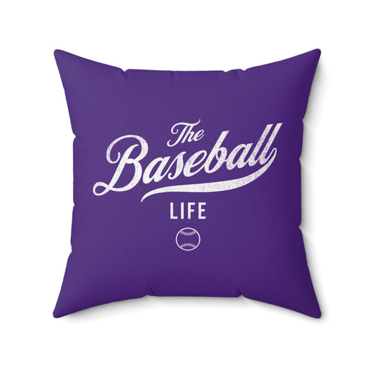 The Baseball Life Accent Pillow_Purple w White Print