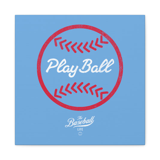 Play Ball Graphic Baseball Wall Art Canvas_Carolina Blue