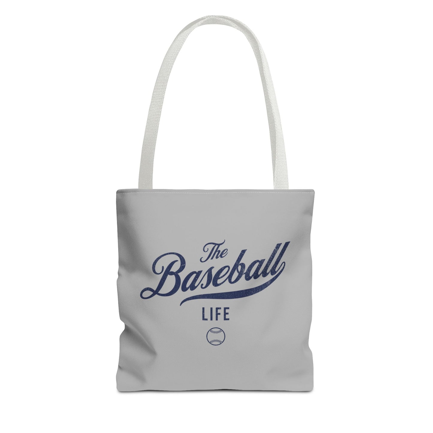 The Baseball Life Tote Bag_Gray w Navy Print
