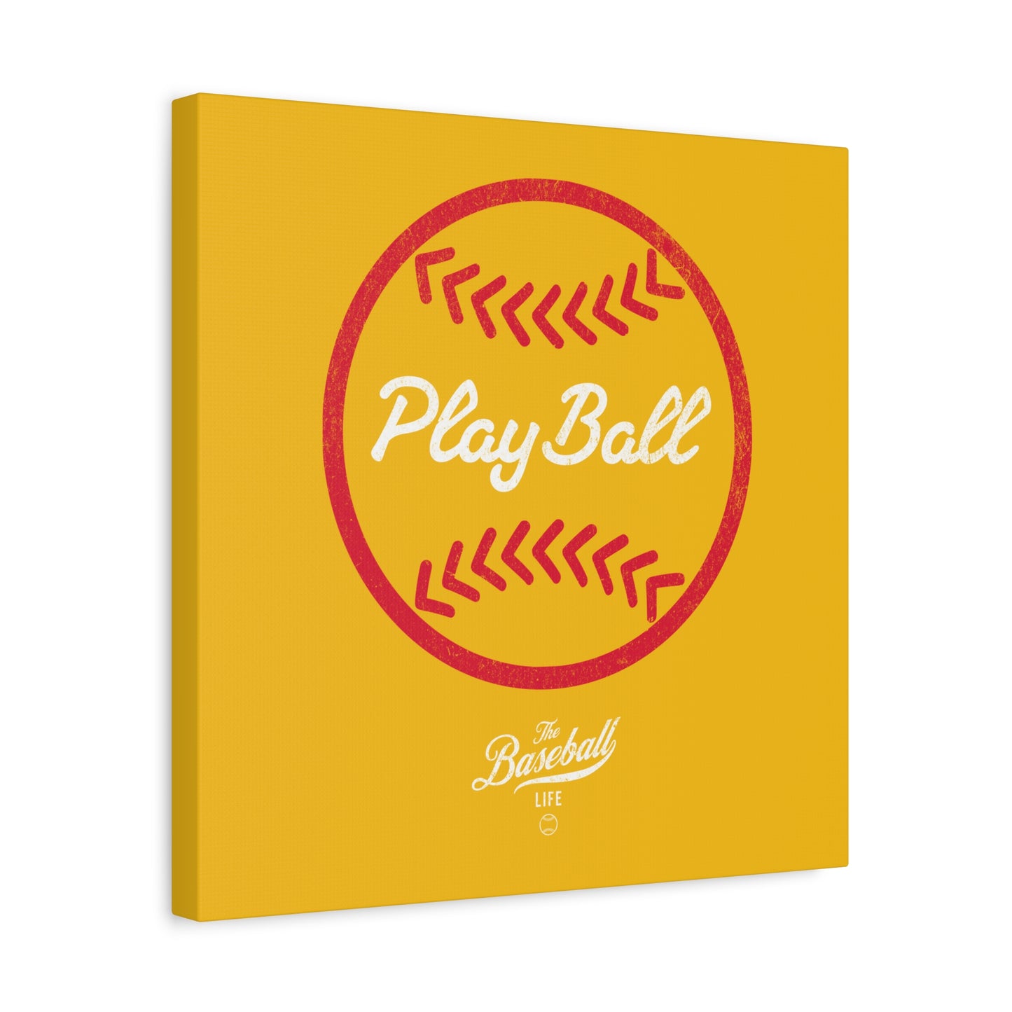 Play Ball Graphic Baseball Wall Art Canvas_Yellow Gold
