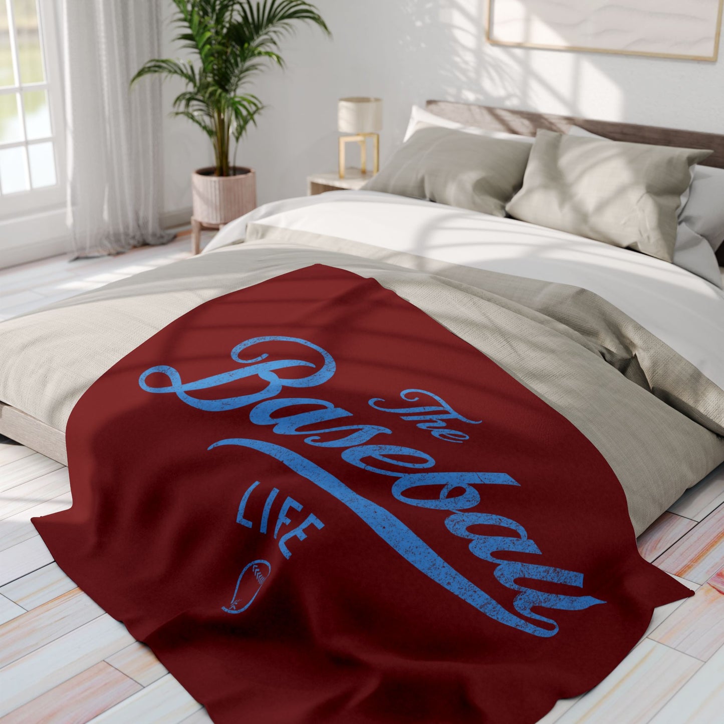 Fleece Blanket_Maroon w Carolina Blue Print