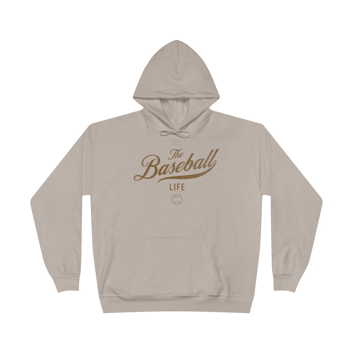 The Baseball Life Hoodie w/Grommets_Old Gold Print
