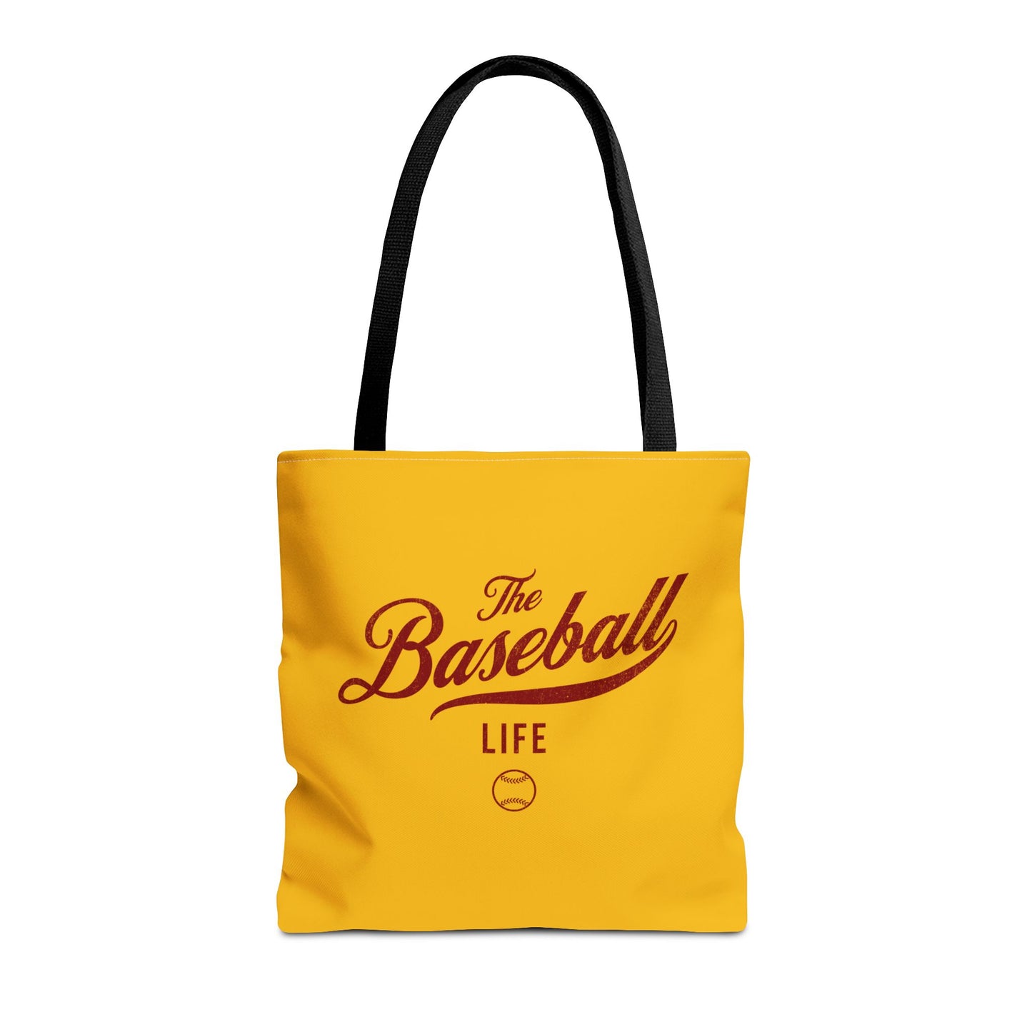 The Baseball Life Tote Bag_Yellow Gold w Maroon Print