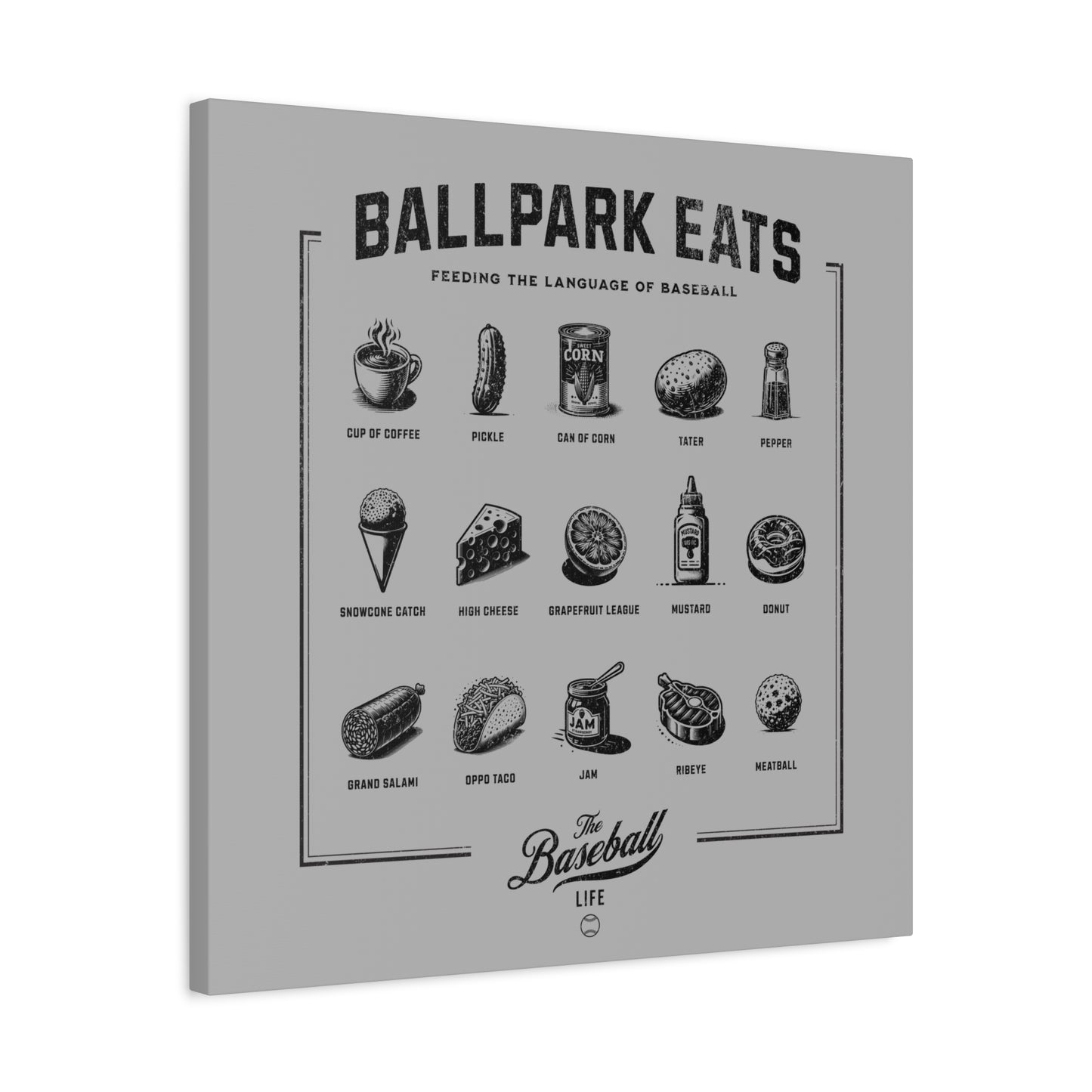 Ballpark Eats_Feeding the Language of Baseball Wall Art Canvas_Silver Gray