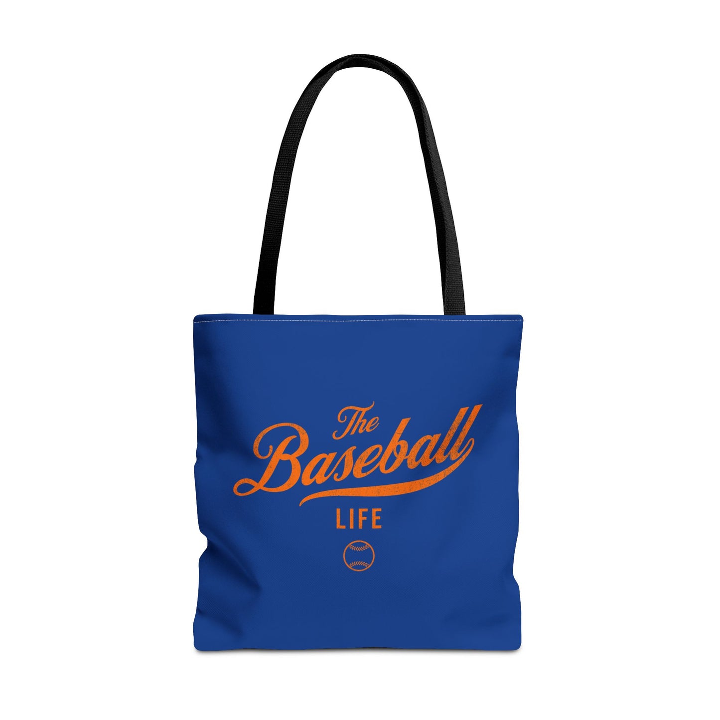 The Baseball Life Tote Bag_Royal w Orange Print
