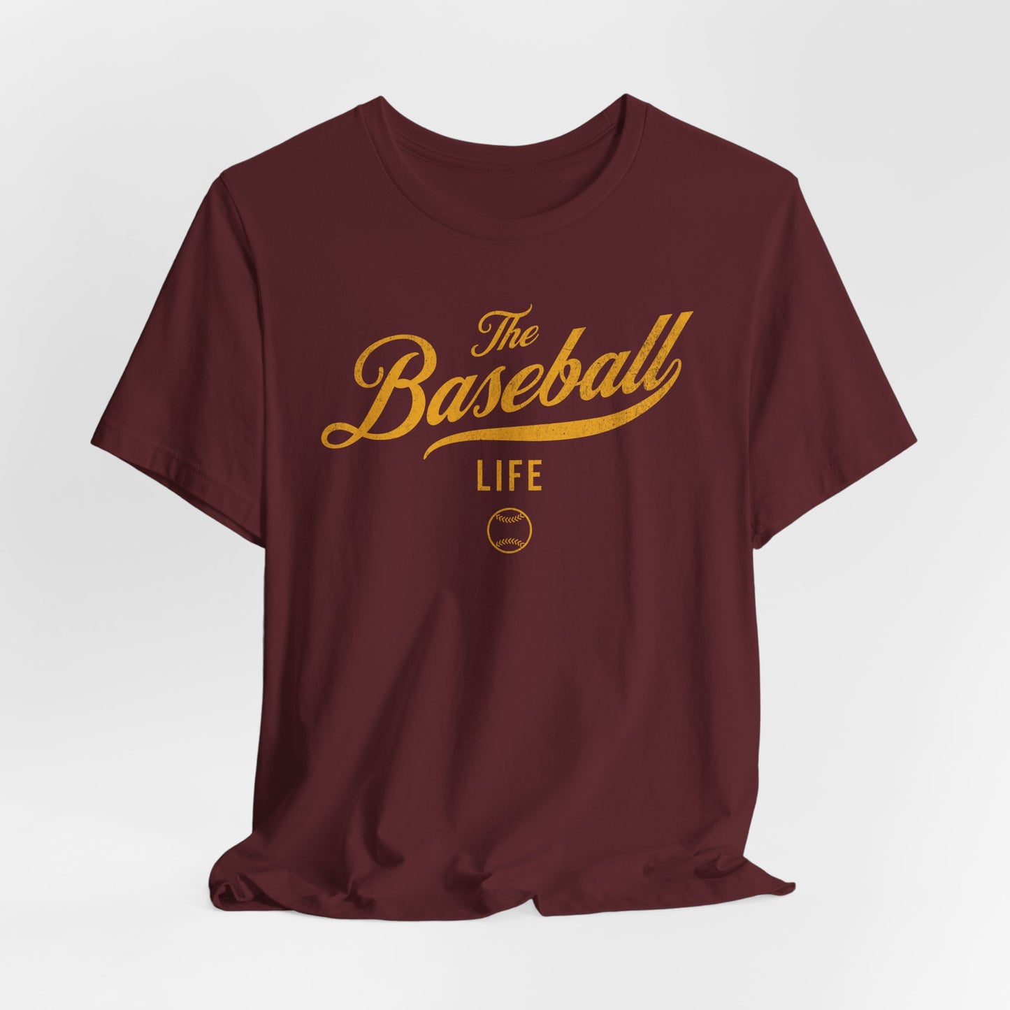 The Baseball Life Classic Script T-Shirt_Yellow Gold Print