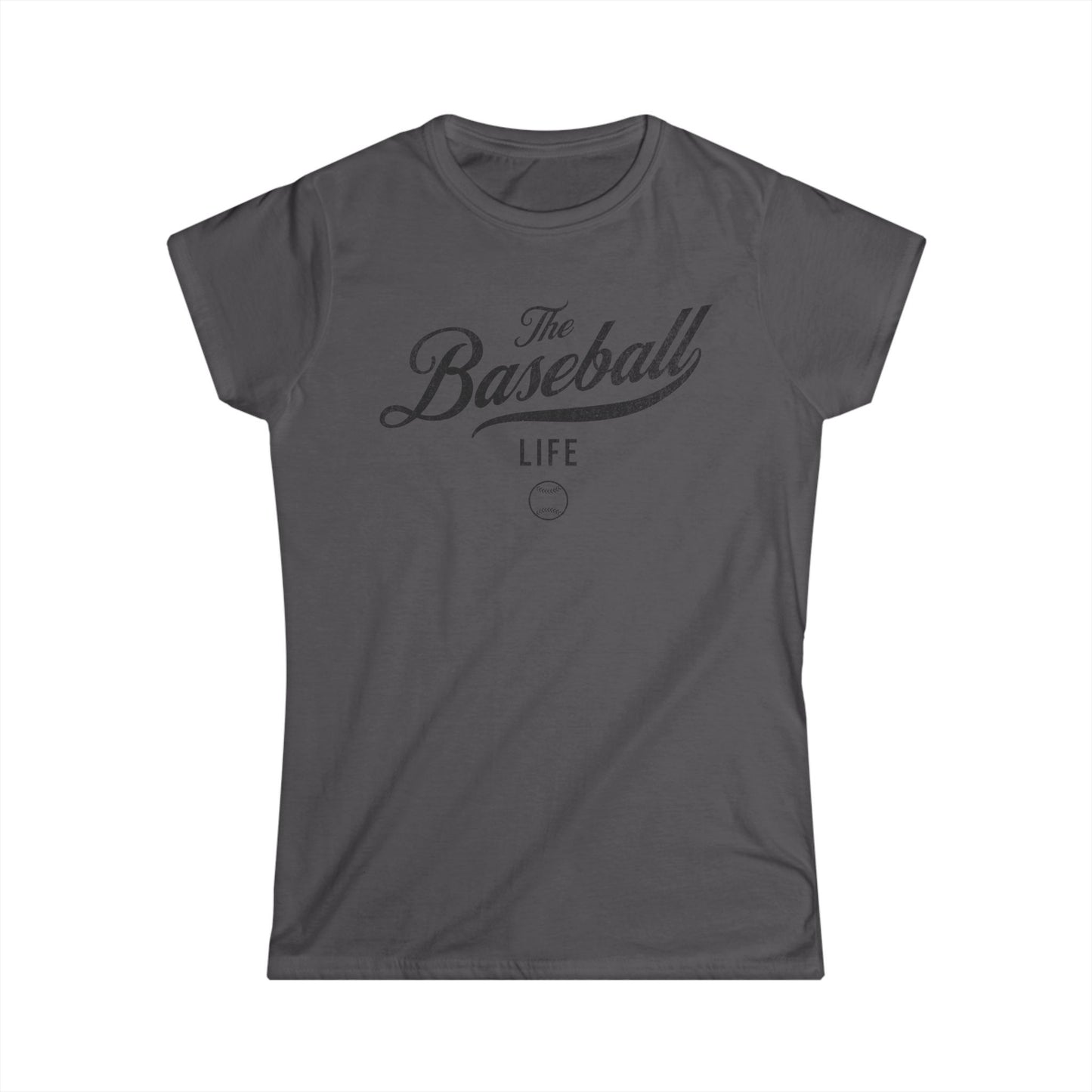 The Baseball Life Classic Script Tee_Women's_Black Print