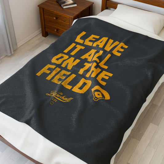 Velveteen Plush Blanket_Leave It All On The Field_Dark Charcoal Gray