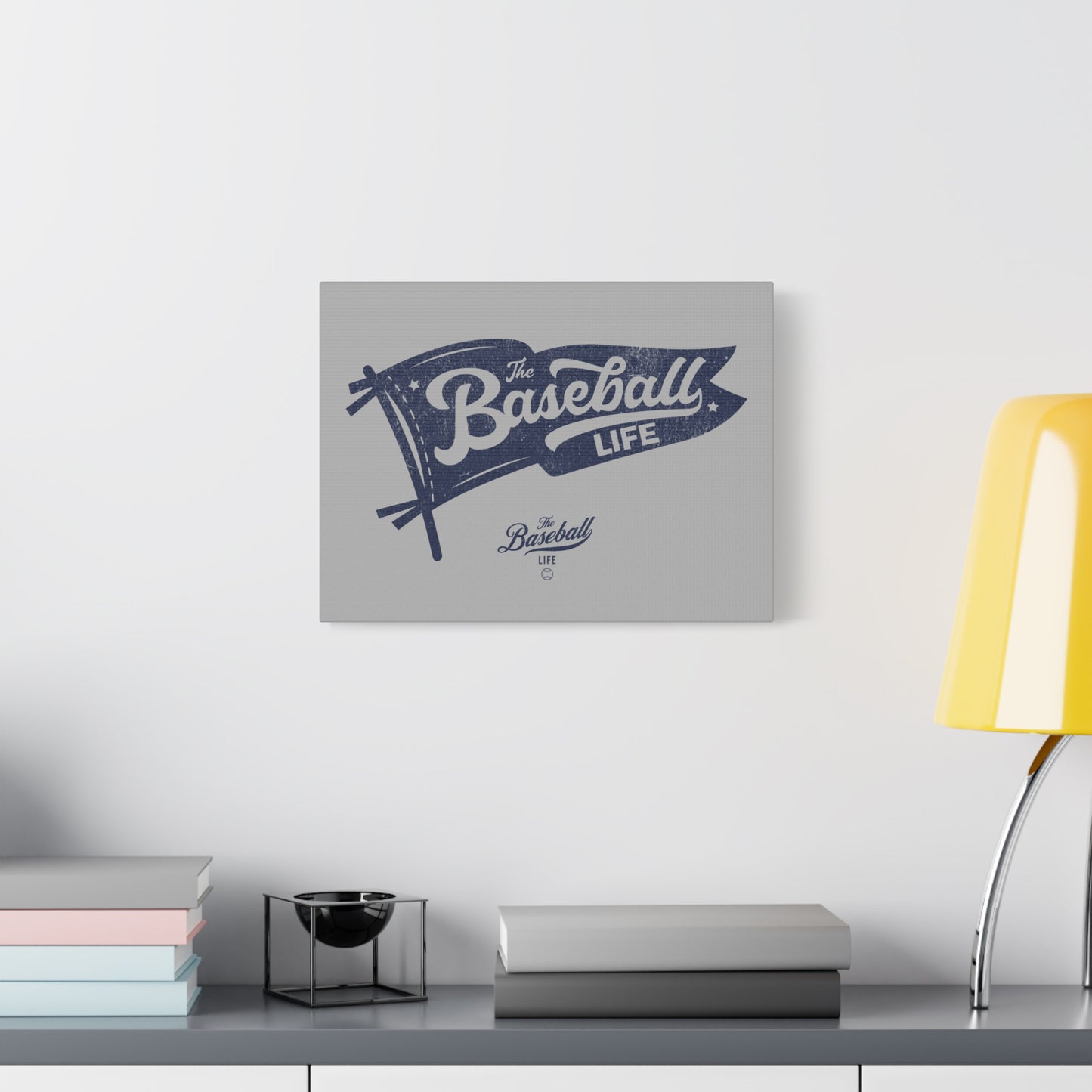Classic Pennant Wall Art Canvas_Navy Print on Gray
