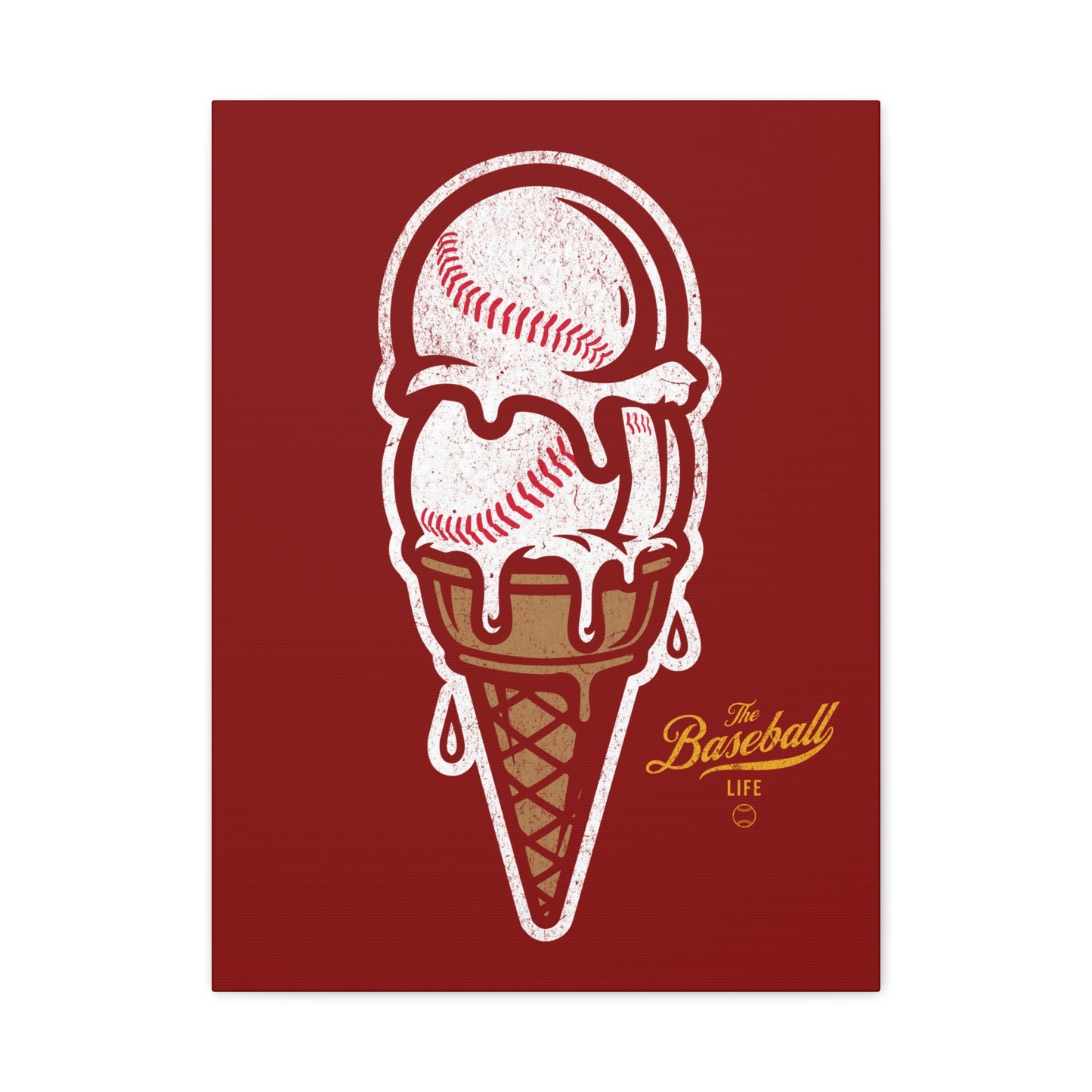 Baseball Ice Cream Cone Wall Art Canvas_Cardinal Red