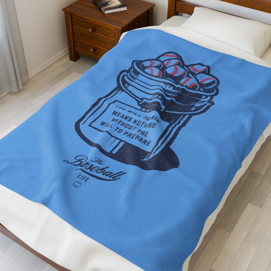 Velveteen Plush Blanket_Bucket of Balls (The Will To Prepare)_Carolina Blue