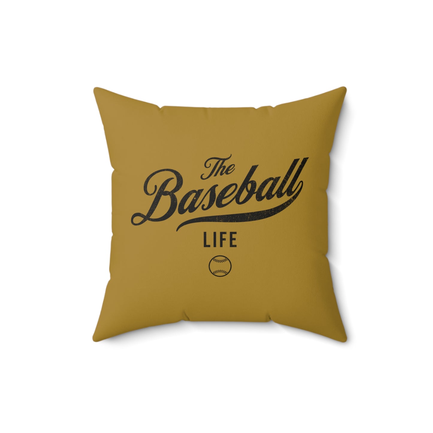 The Baseball Life Accent Pillow_Old Gold w Black Print