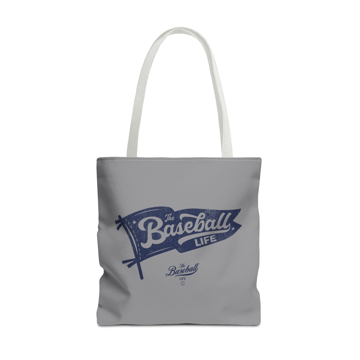 Vintage Pennant Tote Bag_Navy Print on Medium Gray