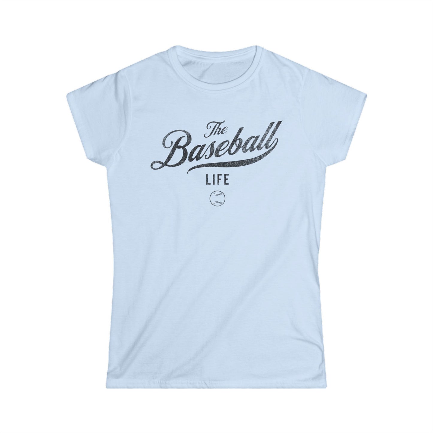 The Baseball Life Classic Script Tee_Women's_Black Print