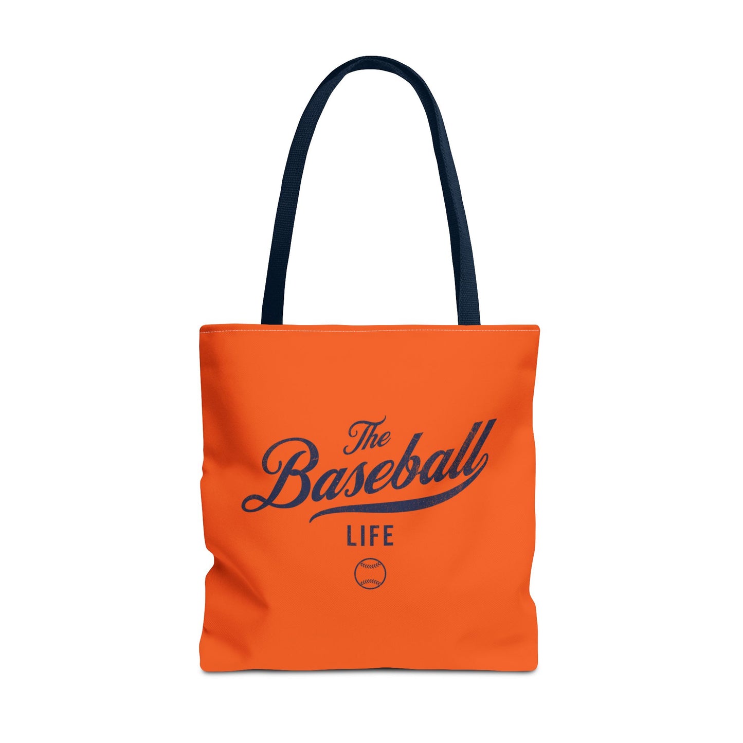 The Baseball Life Tote Bag_Orange w Navy Print
