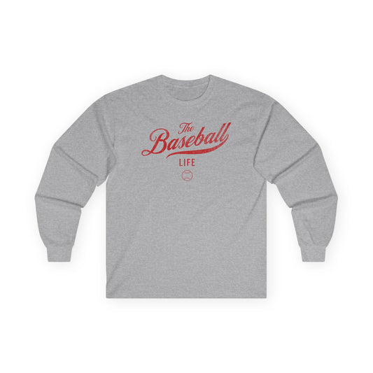 The Baseball Life Long Sleeve T-Shirt_Red Print