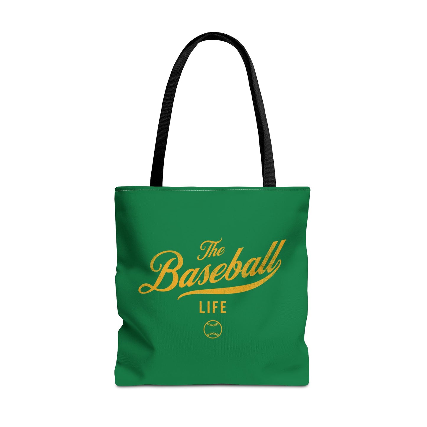 The Baseball Life Tote Bag_Green w Yellow Gold Print