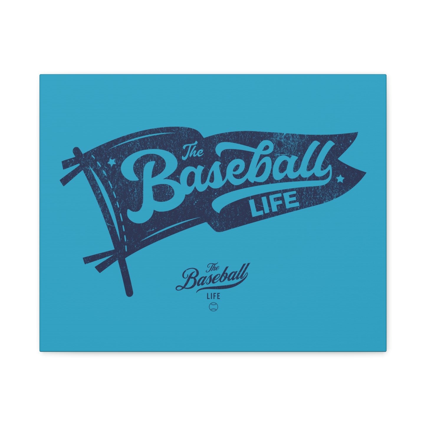 Classic Pennant Wall Art Canvas_Navy Print on Turquoise