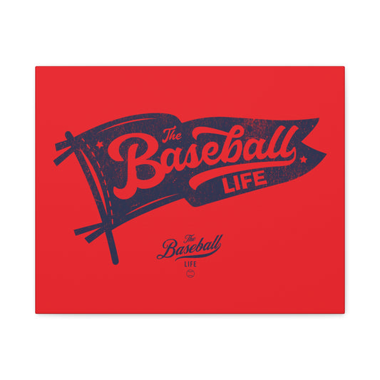 Classic Pennant Wall Art Canvas_Navy Print on Red