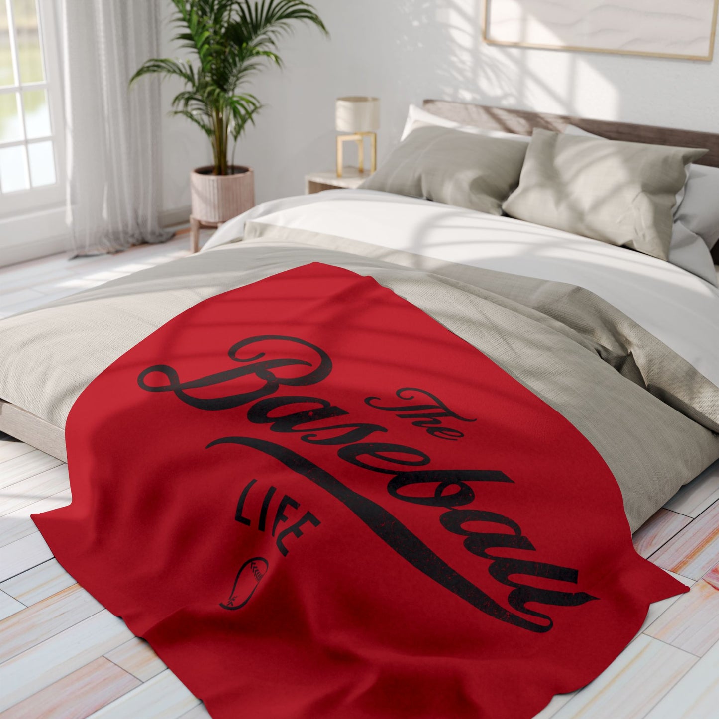 Fleece Blanket_Red w Black Print