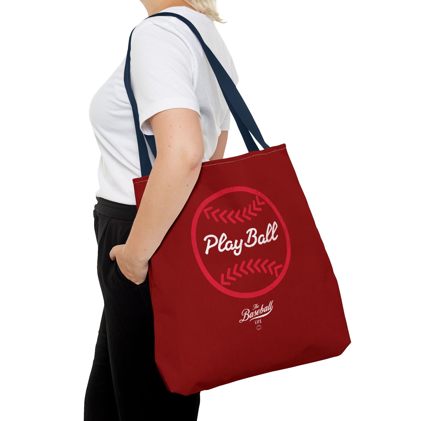 Baseball Icon Play Ball Tote Bag_Maroon