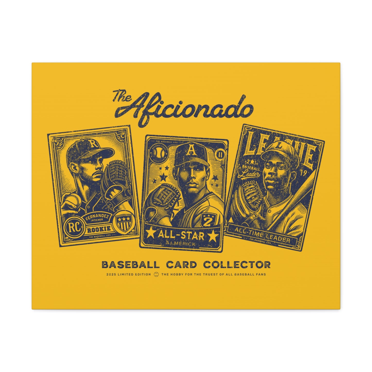 The Aficionado Baseball Card Collector Wall Art Canvas_Yellow Gold