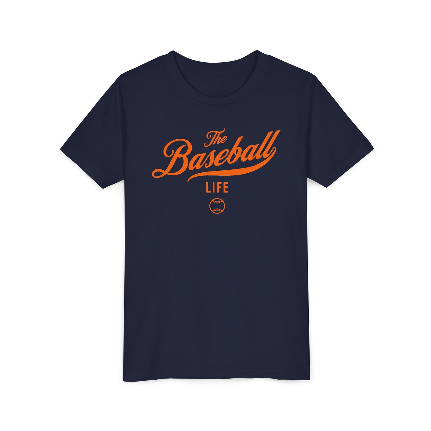 Youth The Baseball Life Classic Script T-Shirt_Orange Print