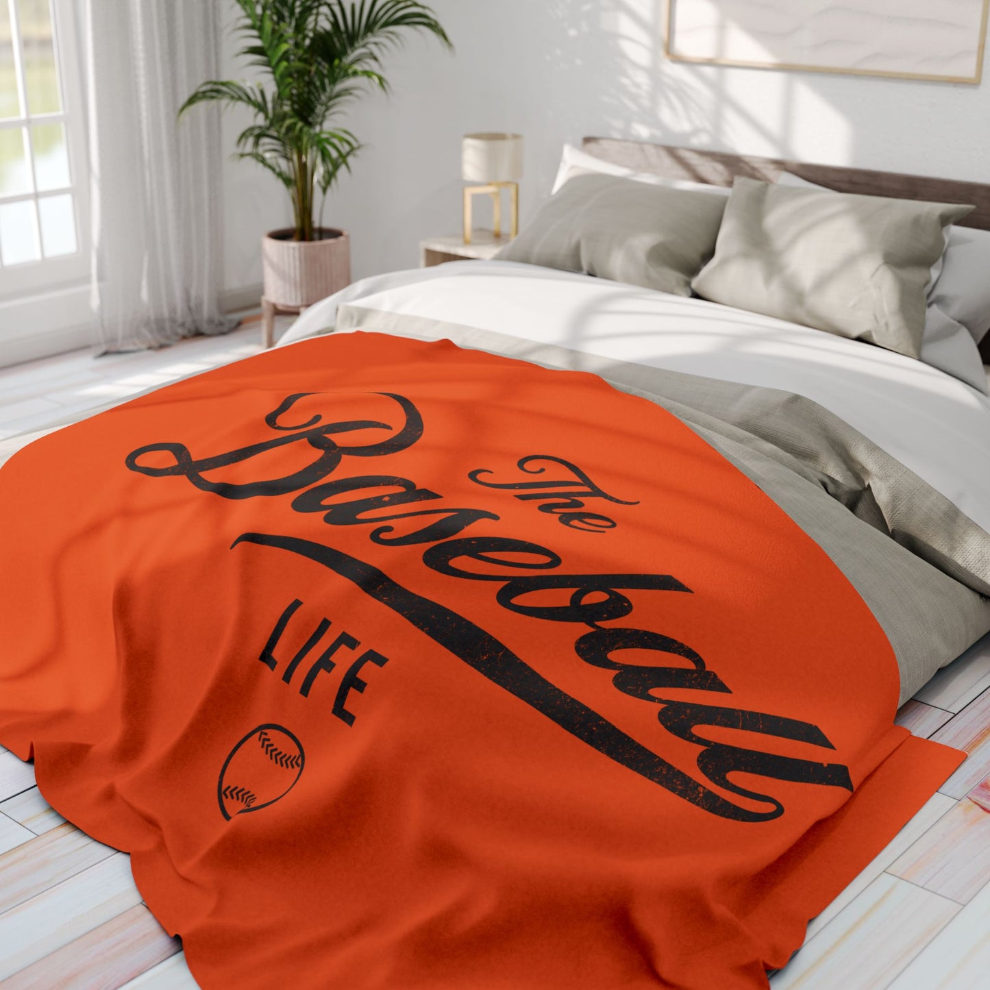 Fleece Blanket_Orange w Black Print
