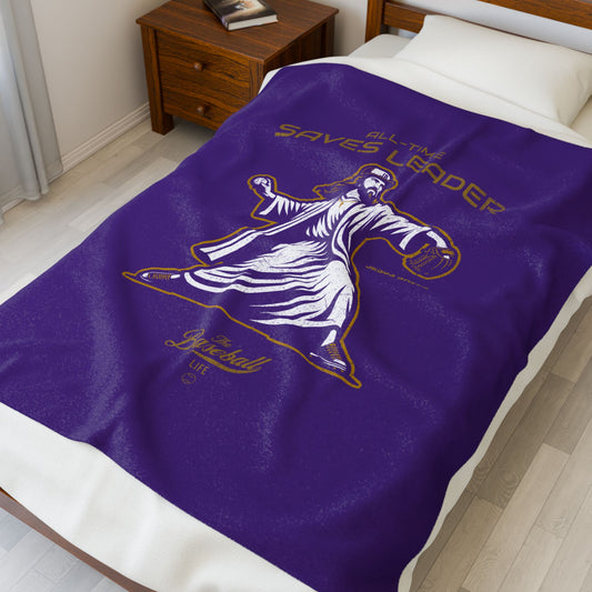 Velveteen Plush Blanket_All-Time Saves Leader_Purple