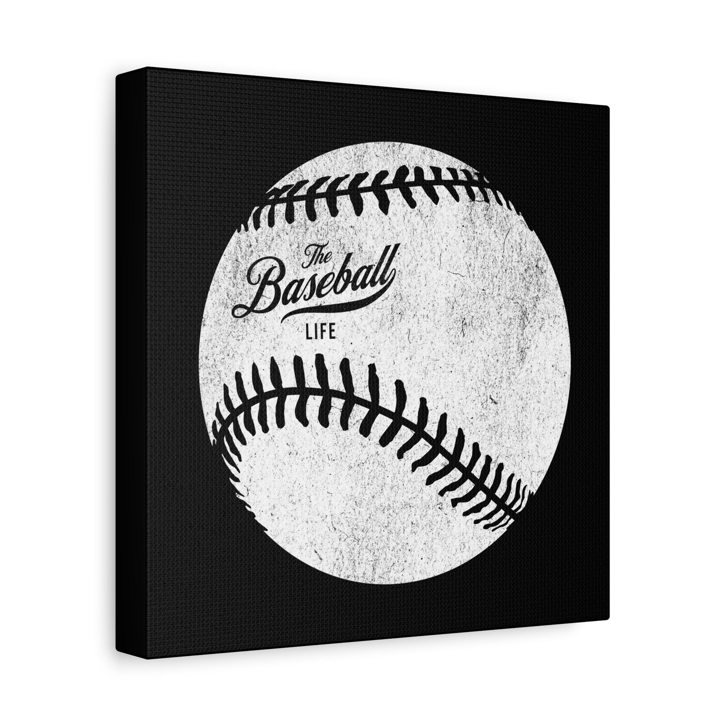 Weathered Baseball Wall Art Canvas_Black
