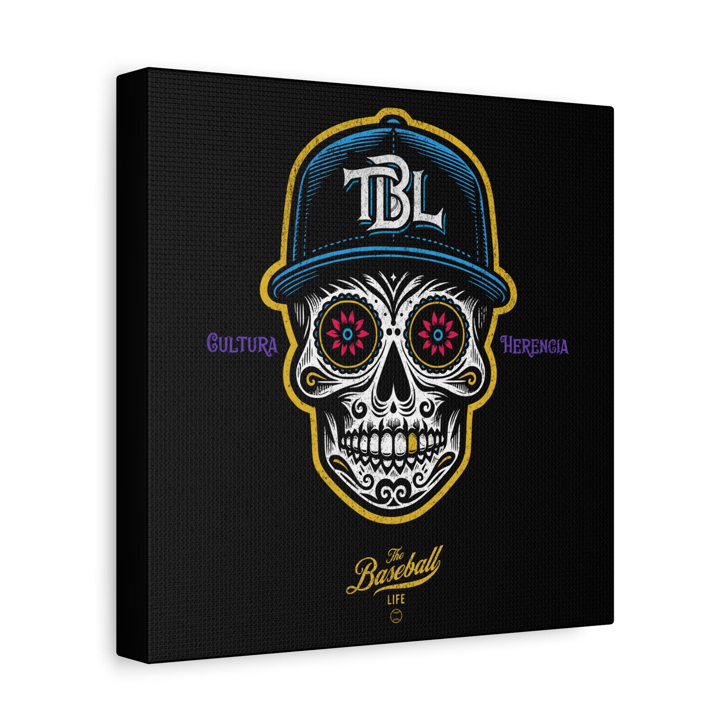 Beisbol Sugar Skull Series_Player 1 Wall Art Canvas_Black