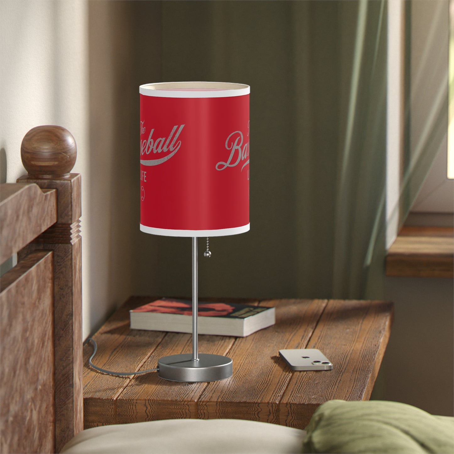 Table Lamp_Red w Silver Gray Print