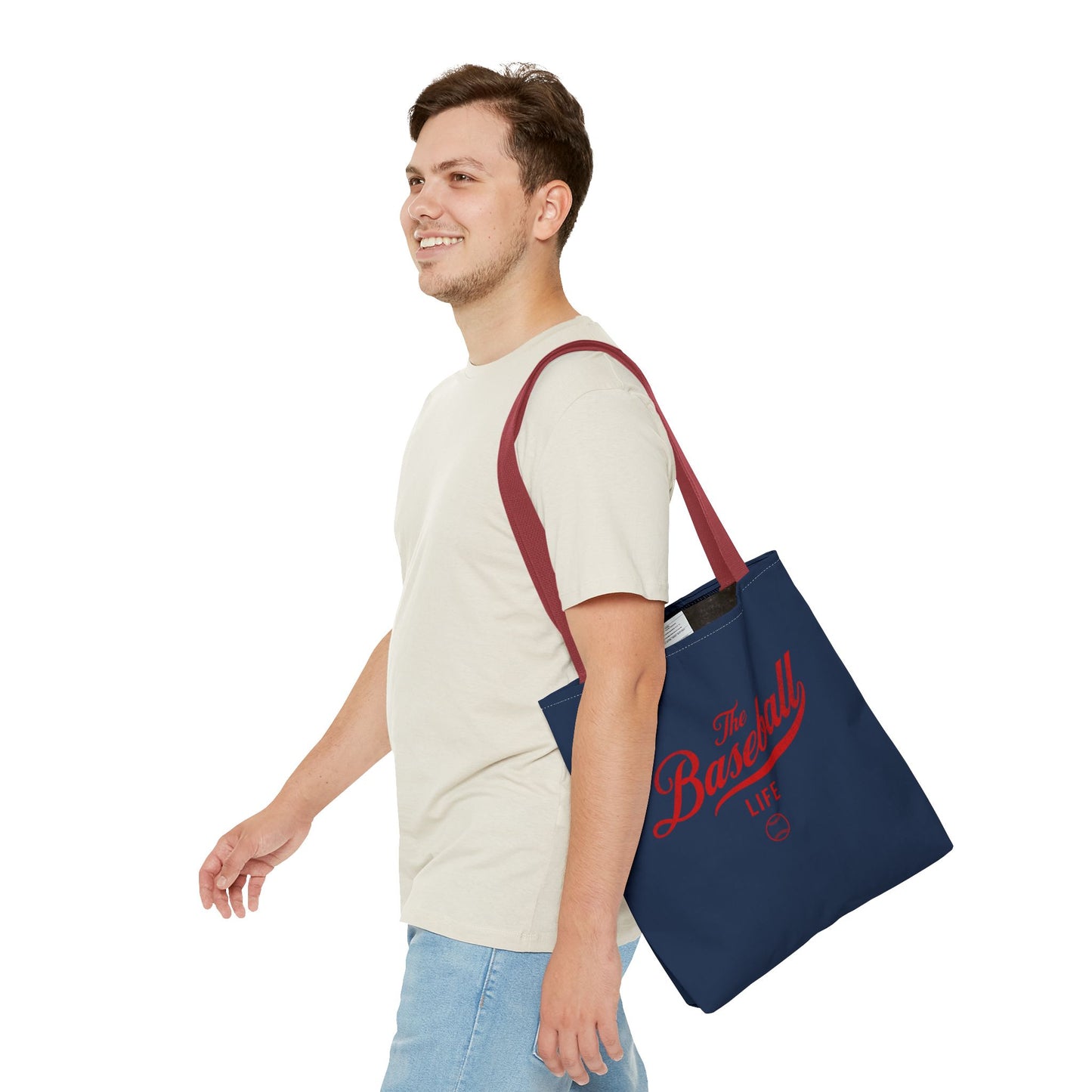 The Baseball Life Tote Bag_Navy w Red Print