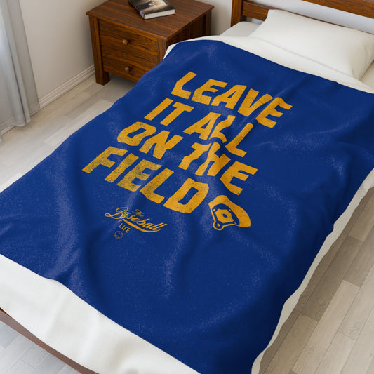 Velveteen Plush Blanket_Leave It All On The Field_Royal Blue
